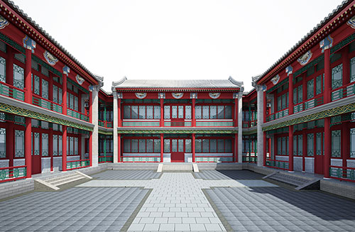 深州北京四合院设计古建筑鸟瞰图展示